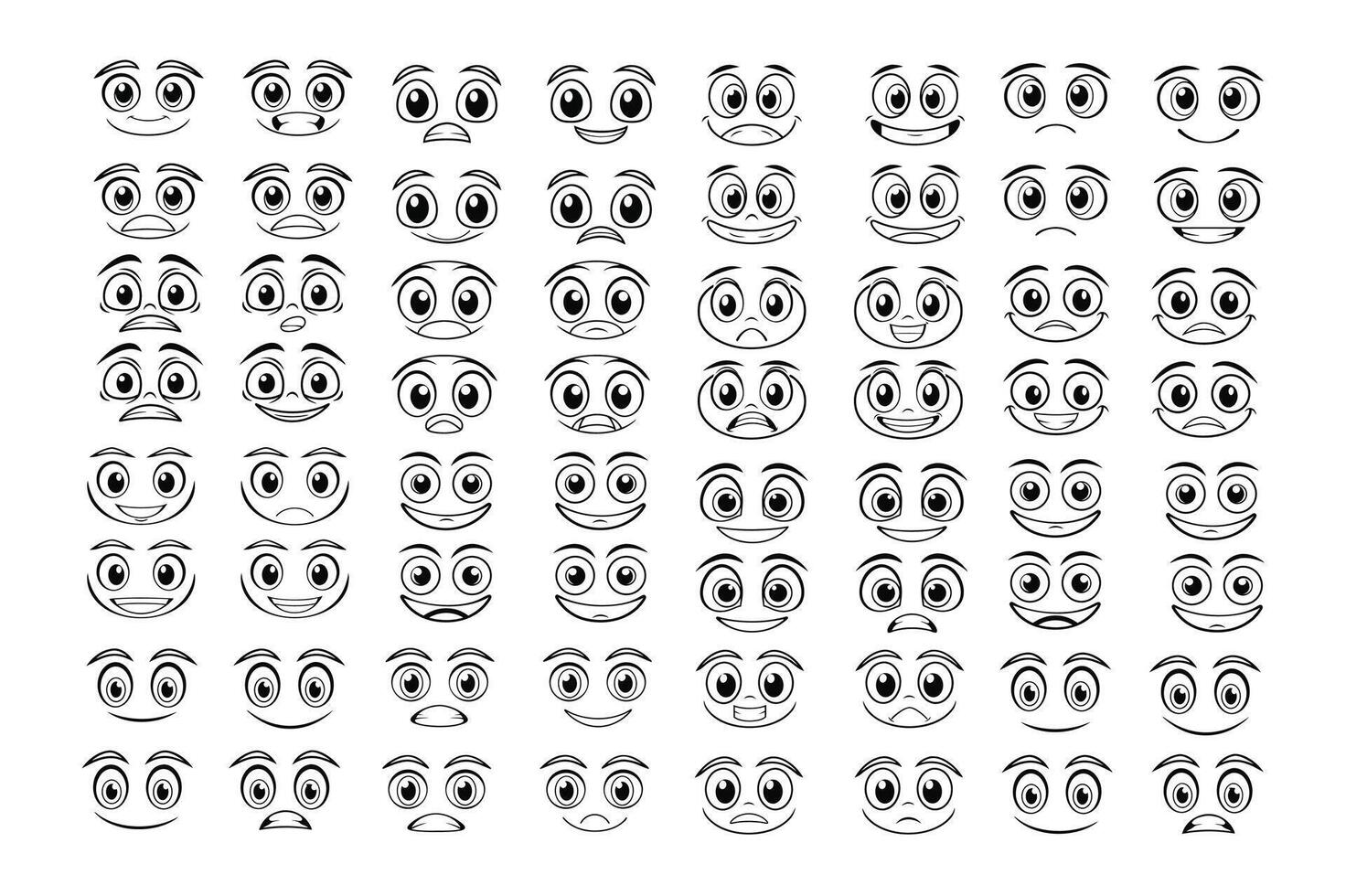 abstract Cartoon Faces . vector