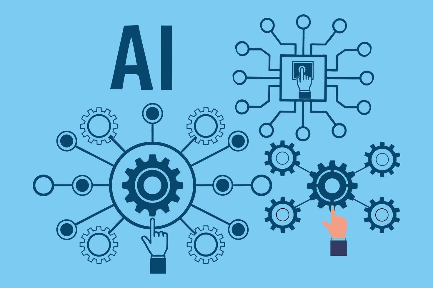 AI Agent and Robotic Process Automation with Data Analysis . vector
