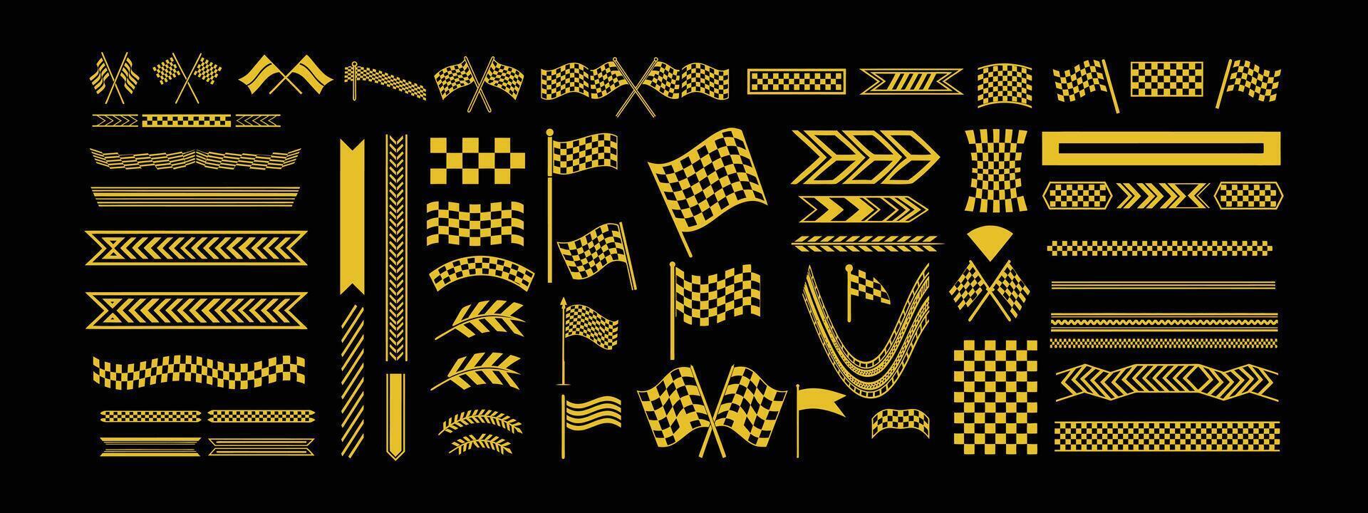 Racing Stripe Set with Checkered Flags. vector
