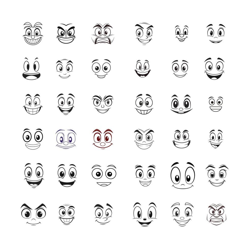 Cartoon Faces Set . vector