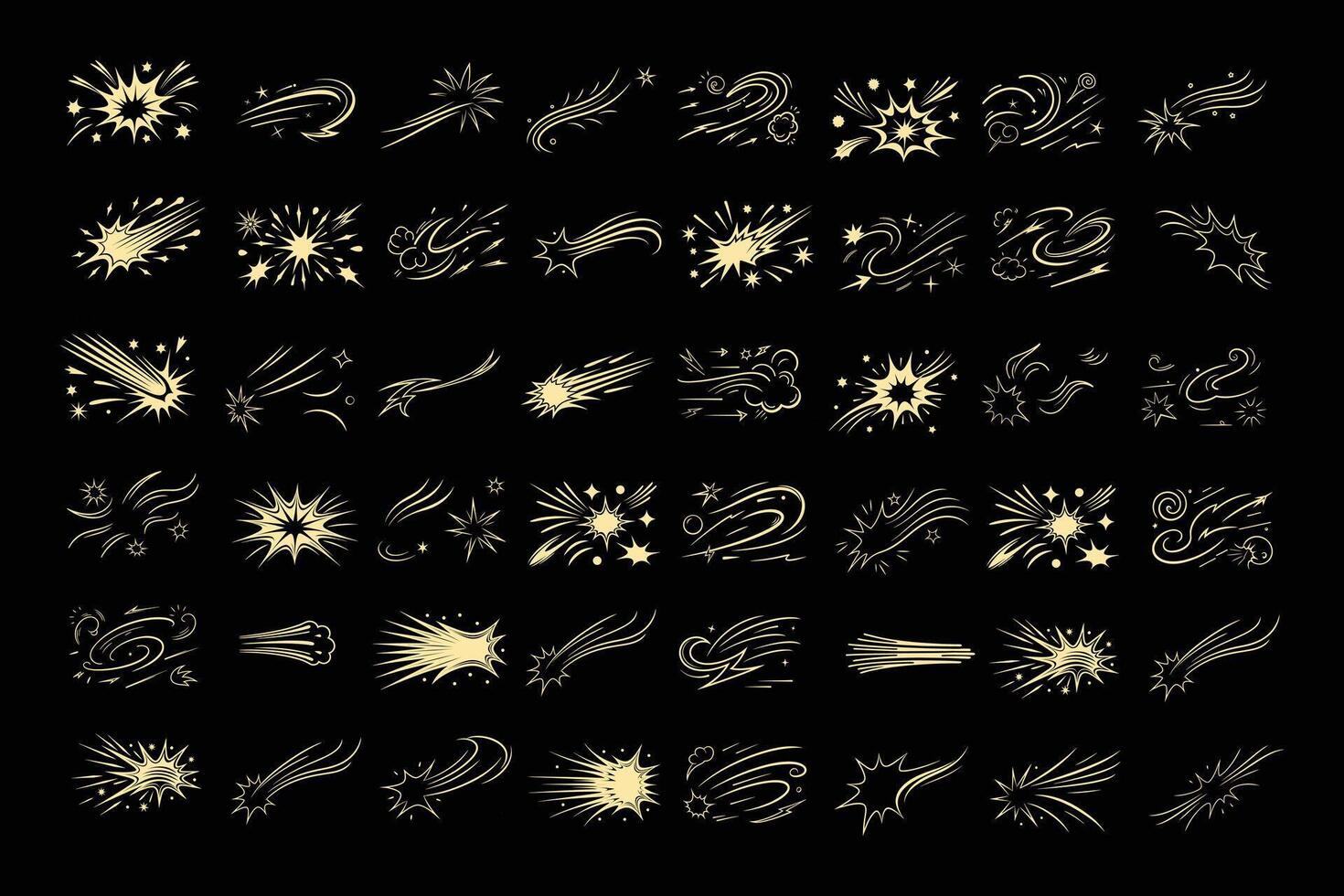 Anime Motion Line Elements Set . vector