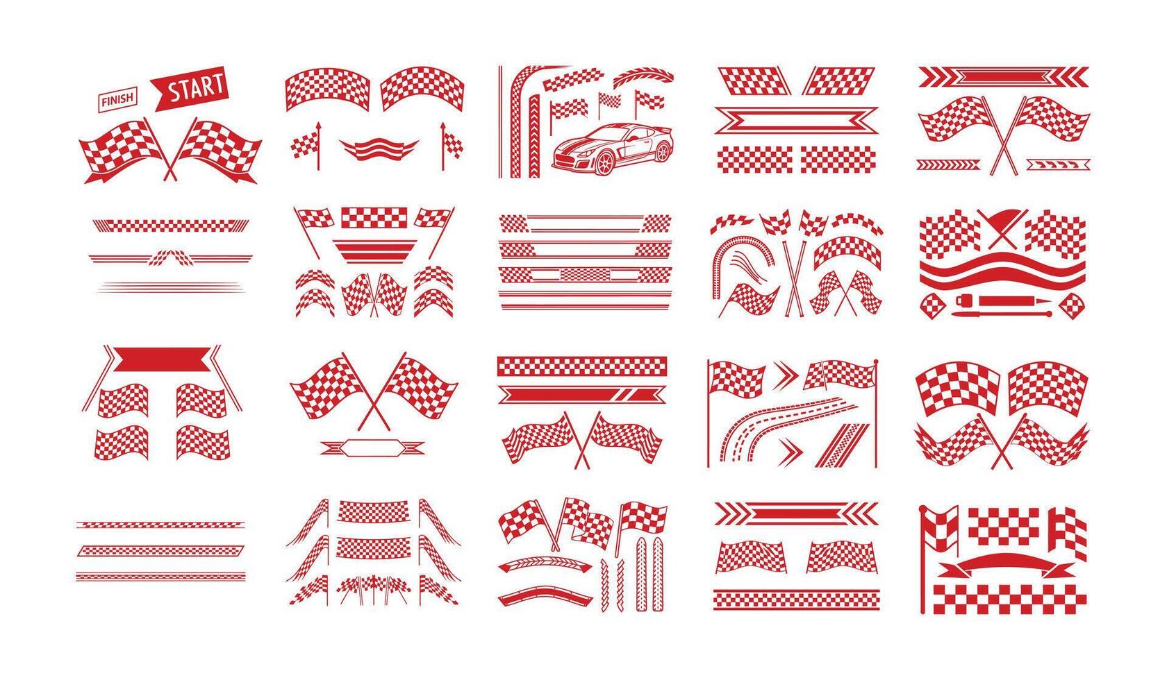 Racing Stripe Set with Checkered Flags, Speed Lines and Motorsport Graphics vector