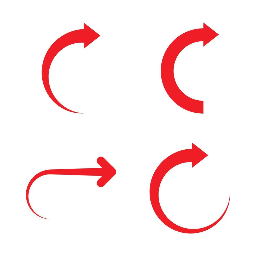Collection of Red Curved Arrows for Web Design vector