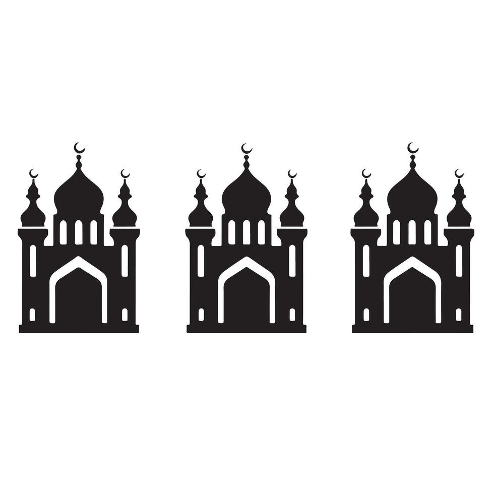 Three Black Silhouette Mosques vector