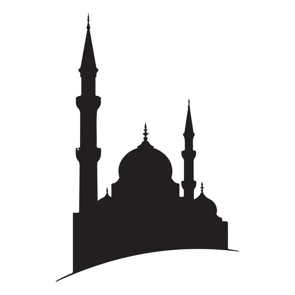 Graphic image, outline, silhouette, and mosque icon, isolated on a white background vector