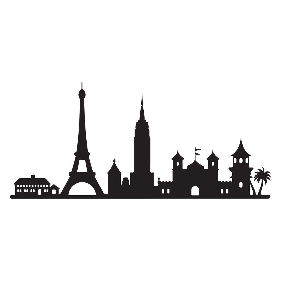 Cityscape Silhouette with Famous Landmarks vector