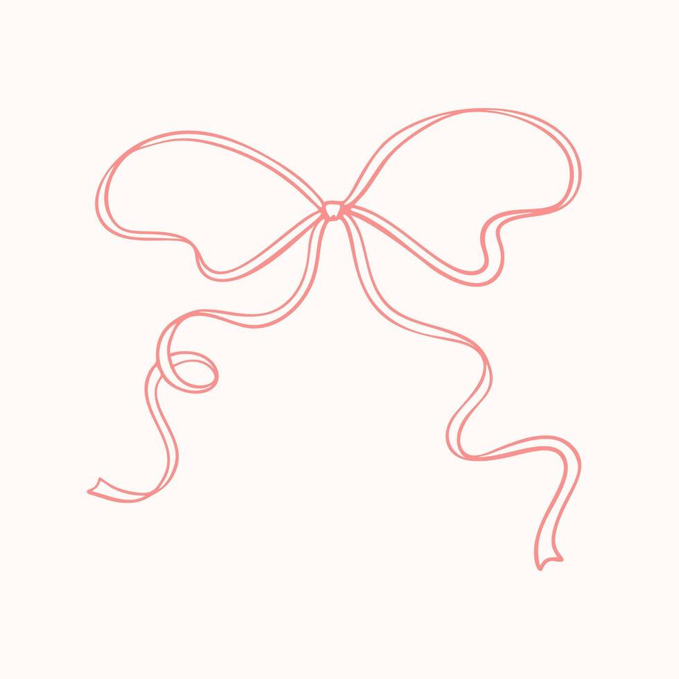 Hand drawn doodle ribbon bow. vector