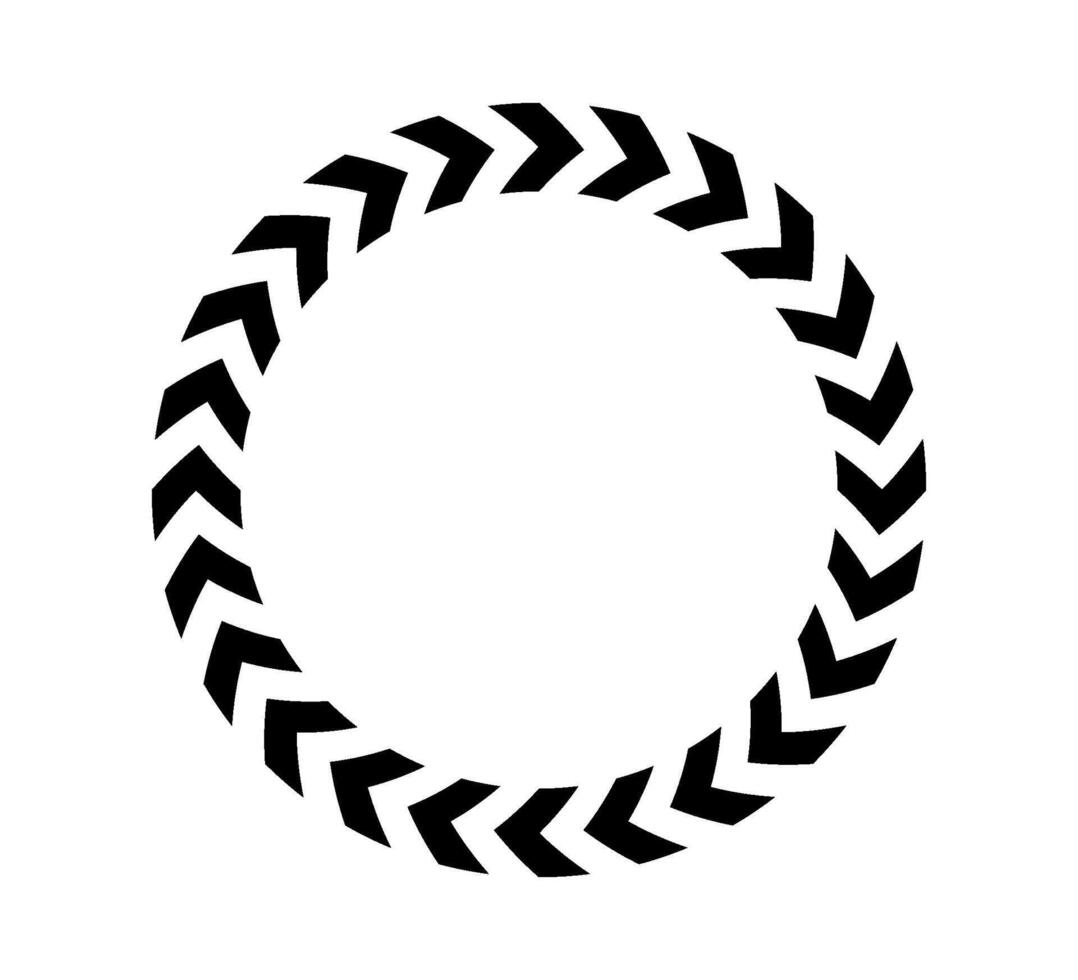 Chevron arrow circle. Chevron shape round frame. Motion direction road border. Triangle arrow sign. Warning repeat stripe. Circle arrow icon. isolated on white background vector