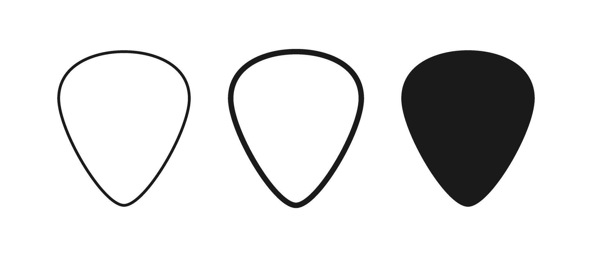 Guitar pick shape icons set. Plectrum sign. Tringle plastic guitar pick symbol. Music mediator icon. Design element. illustration isolated on white background vector