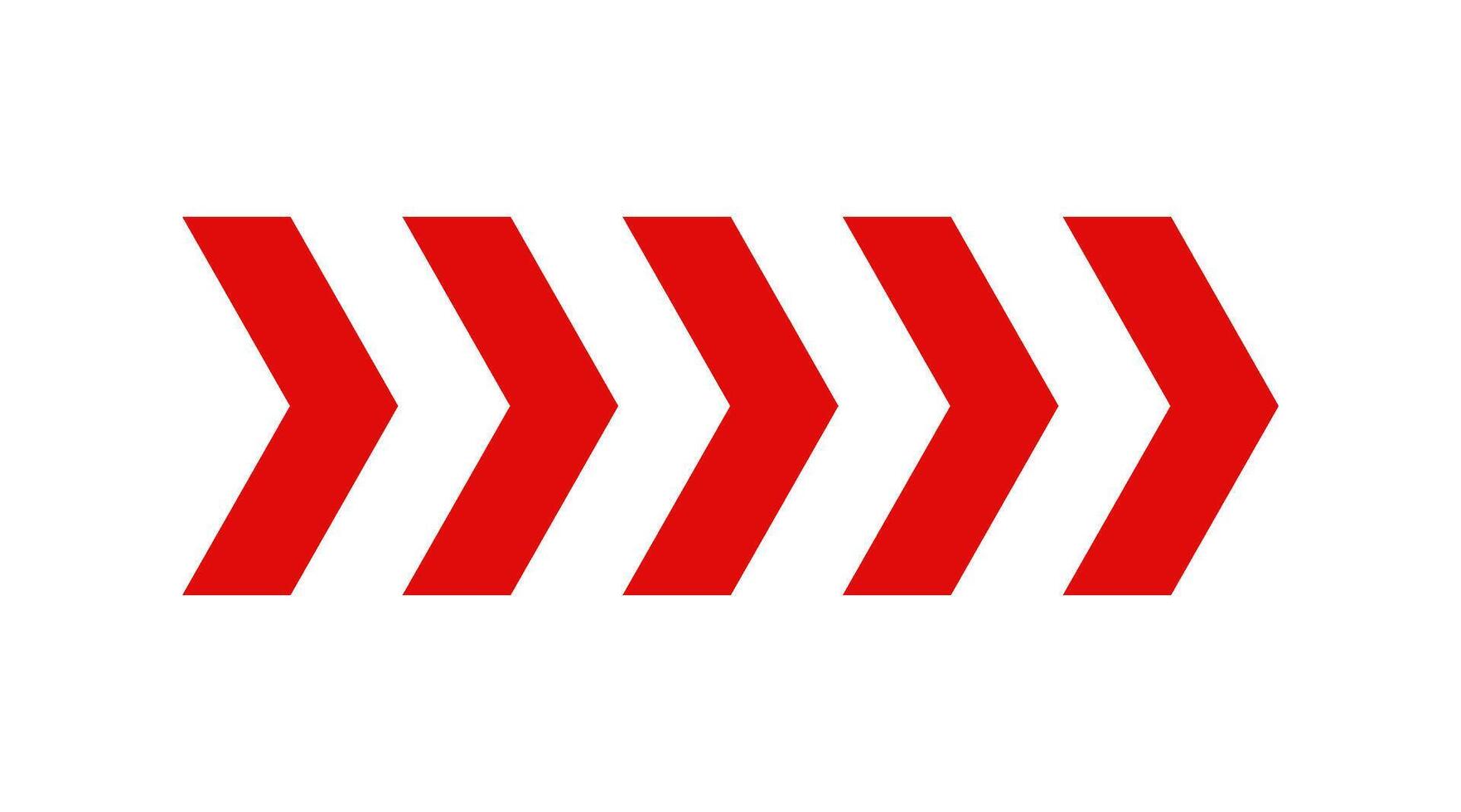 Red chevron arrow pattern. Chevron shape line. Motion direction road line. Triangle arrow sign. Warning repeat striped. Swipe icon. Design element. illustration isolated on white background vector