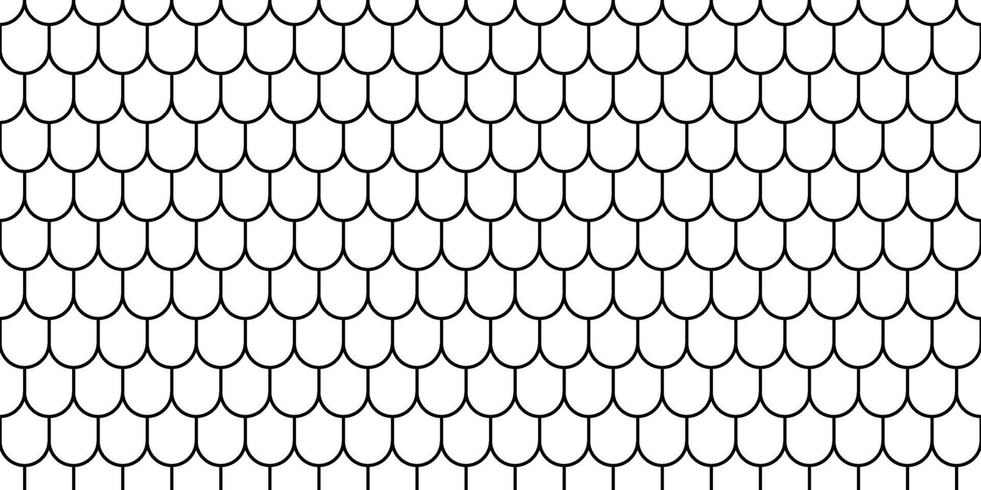 Shingles roof seamless pattern. House roof tile texture. Geometric shape design. Metal construction grid. Fish scales. illustration isolate on white background vector