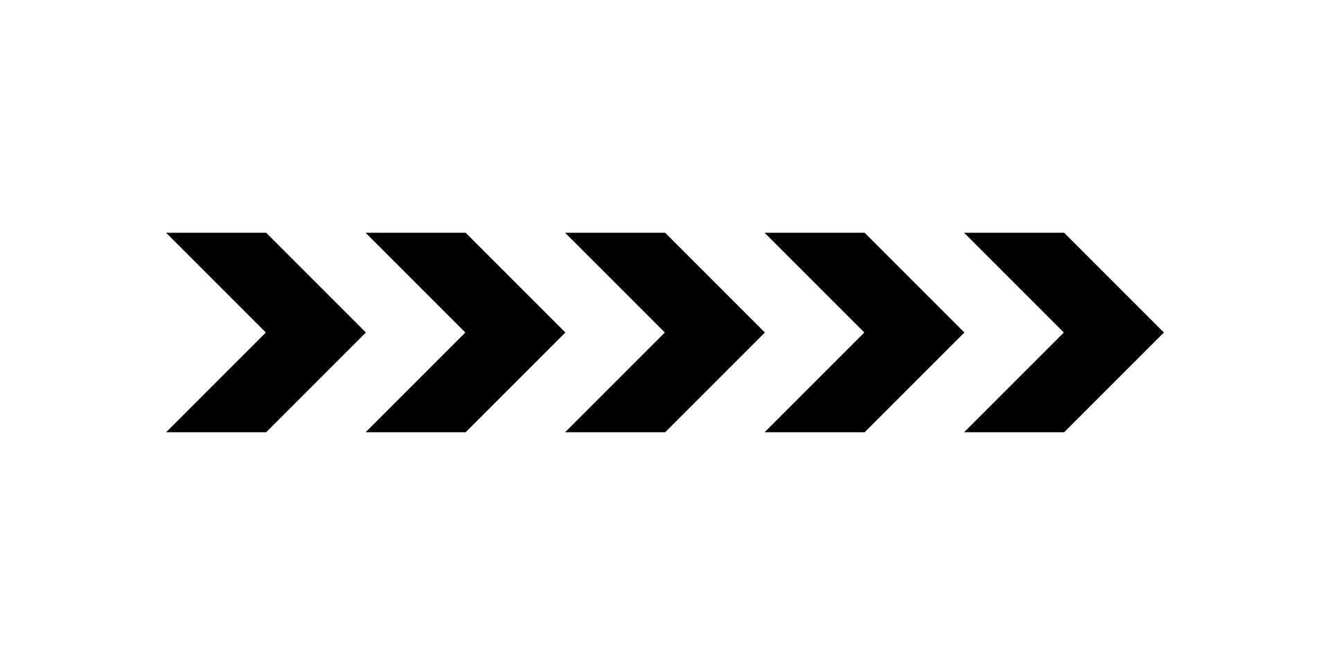 Chevron arrow pattern. Chevron shape line. Motion direction road. Triangle arrow sign. Warning repeat striped. Swipe icon. Design element. illustration isolated on white background vector