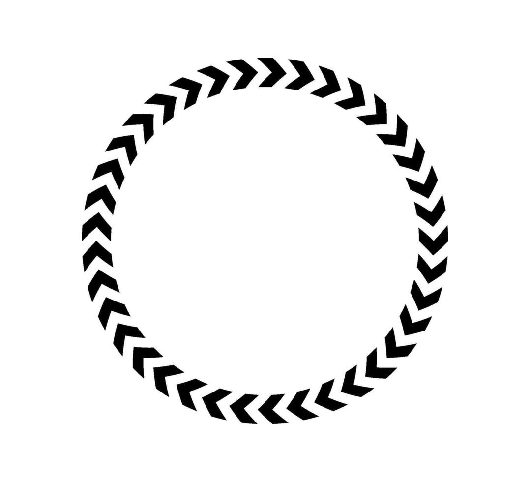 Chevron arrow circle. Chevron shape round frame. Motion direction road border. Triangle arrow sign. Warning repeat stripe. Circle arrow icon. illustration isolated on background vector