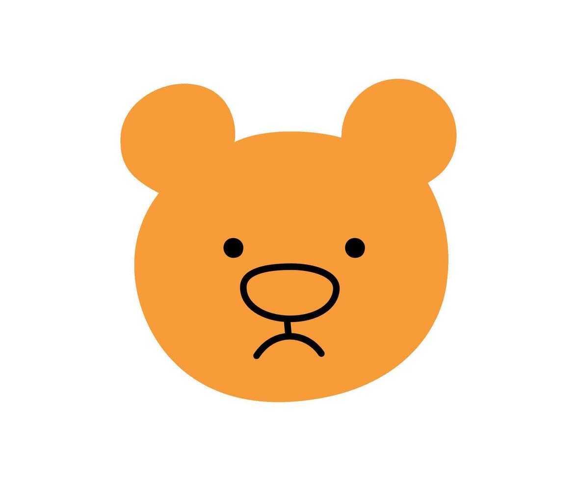 Cute doodle sad bear face icon. Sad upset bear. Teddy kawaii emoji. Hand drawn animal emoticon. Expression teddy head. Bad mood. illustration isolated on white background vector