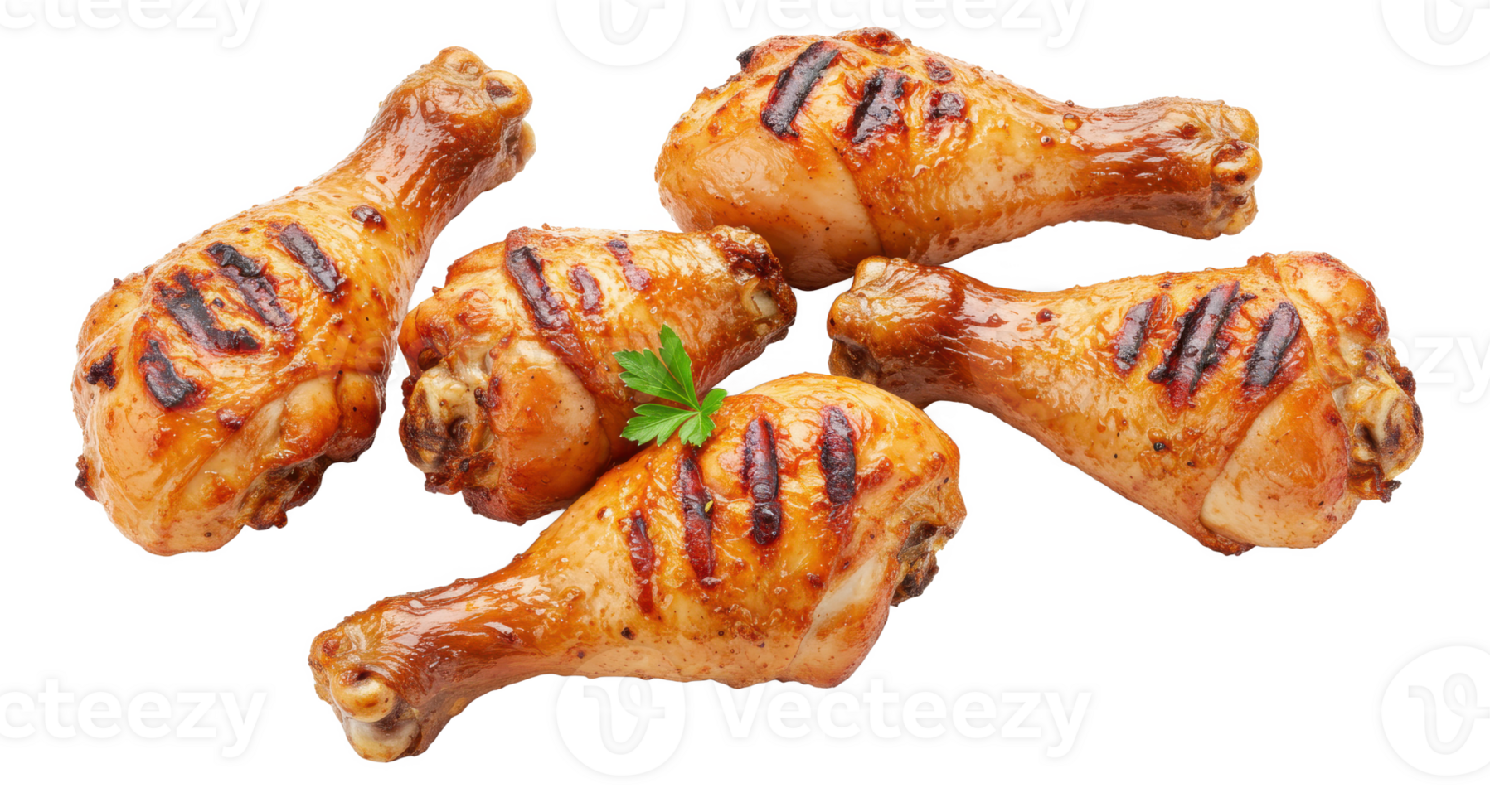 A delectable arrangement of grilled chicken drumsticks with grill marks png
