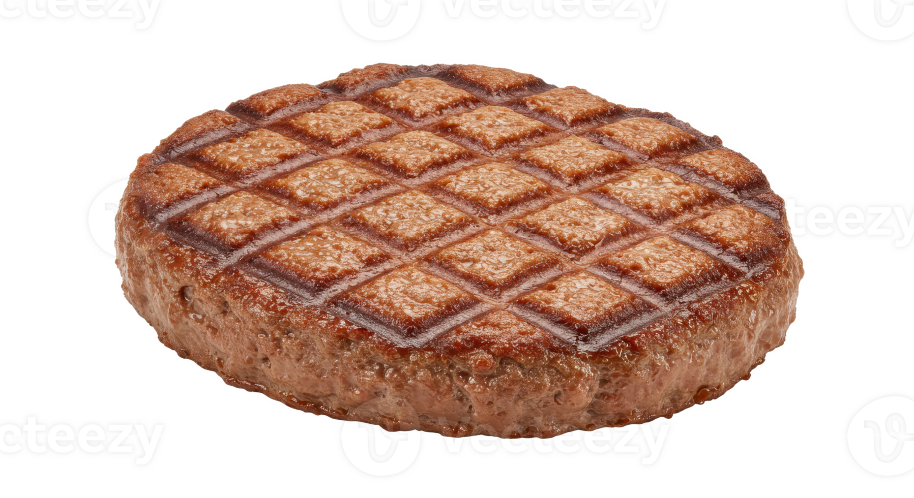 A single grilled hamburger patty with diamond grill marks png