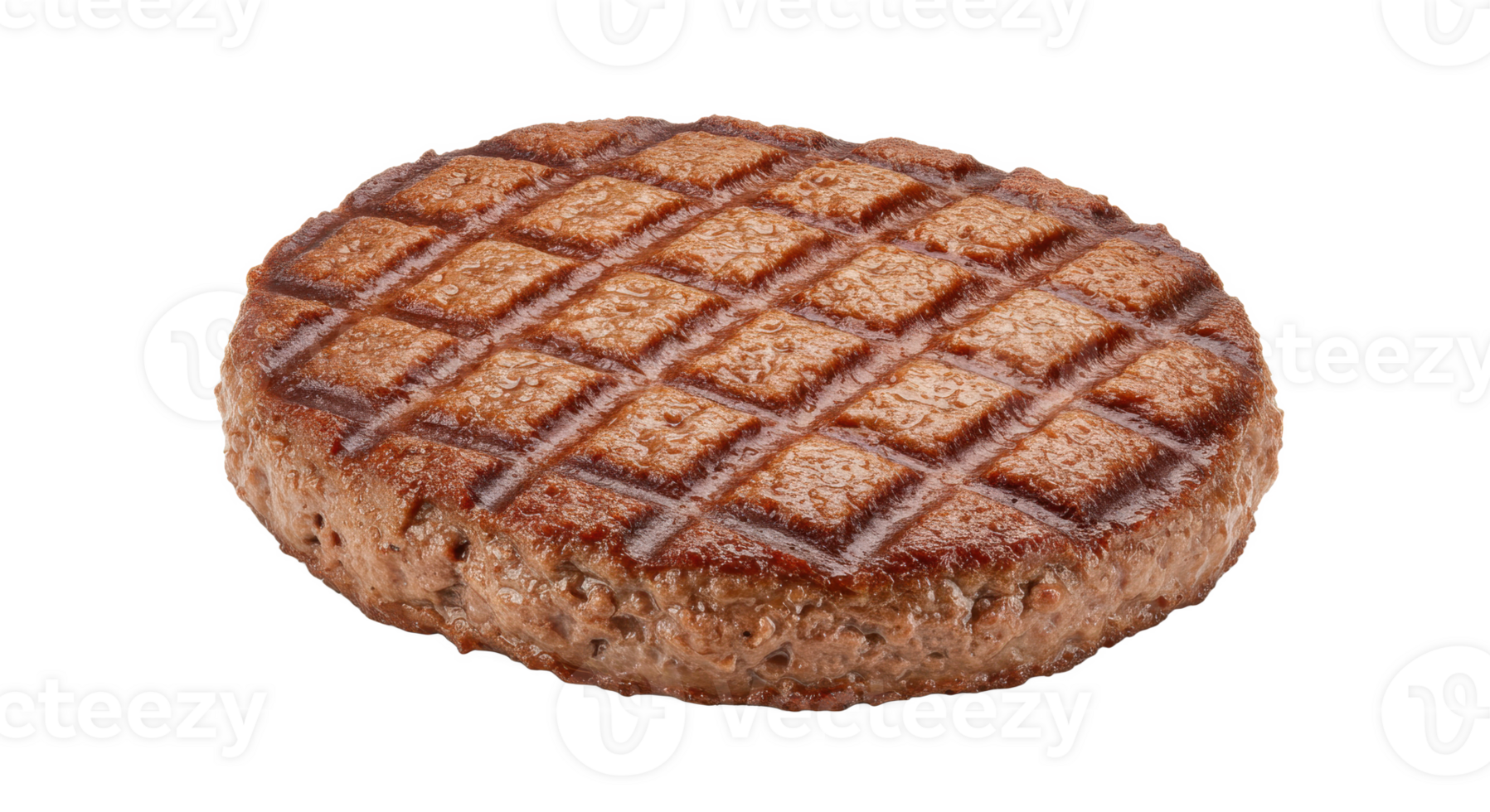 A single grilled burger patty with diamond grill marks png
