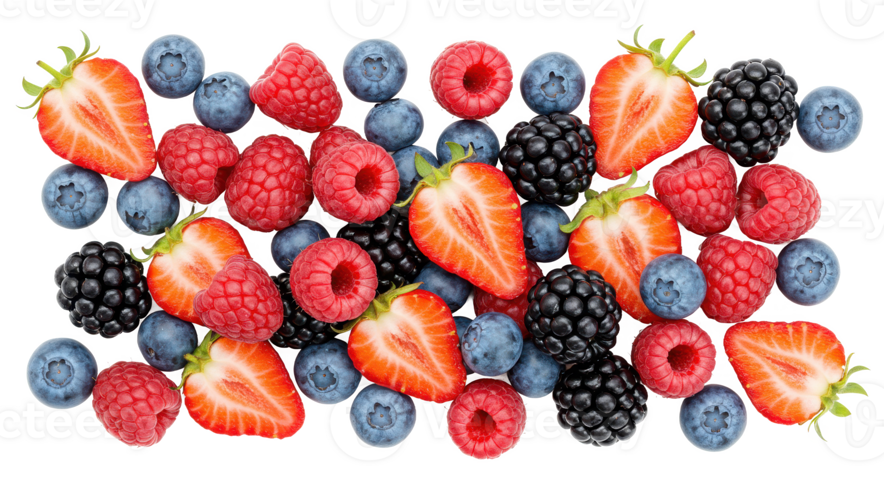 A vibrant assortment of fresh berries including strawberries raspberries blueberries png