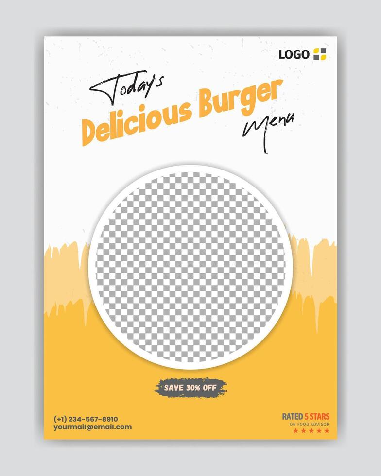 Today's delicious burger menu. social media flyer. vector