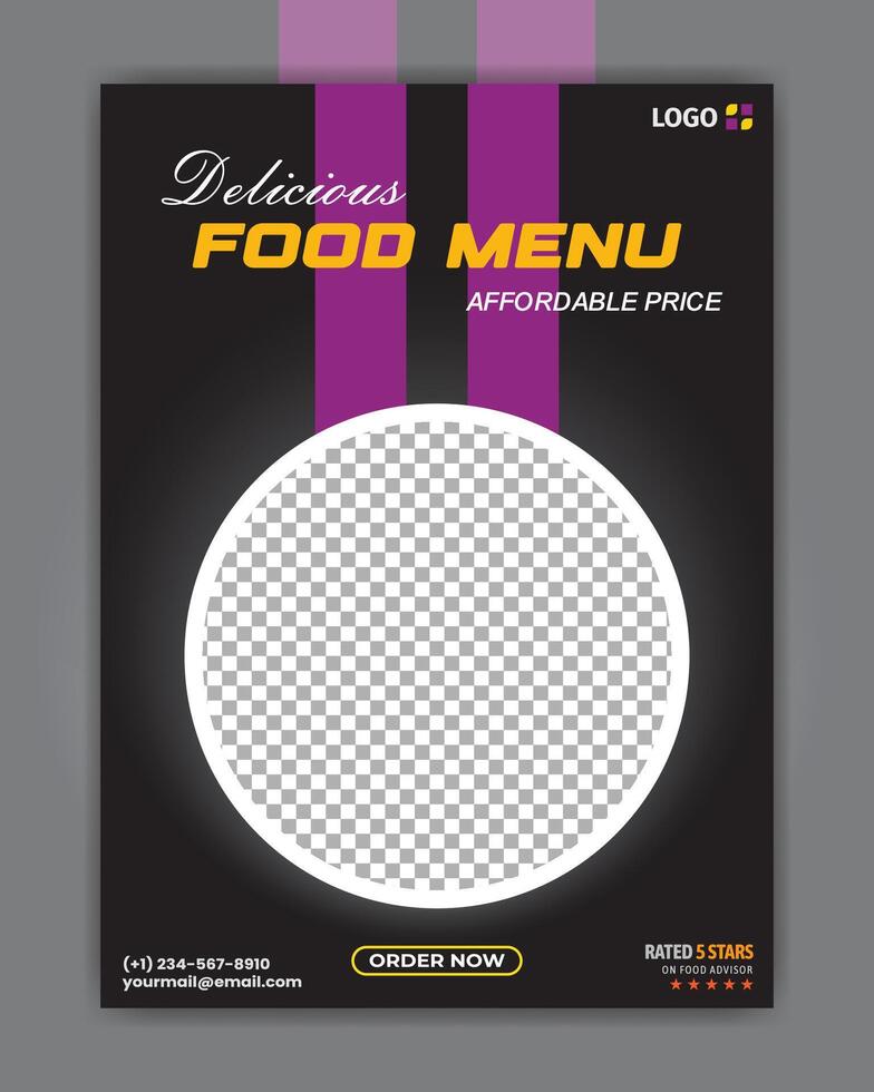 Social media flyer for the food menu. vector