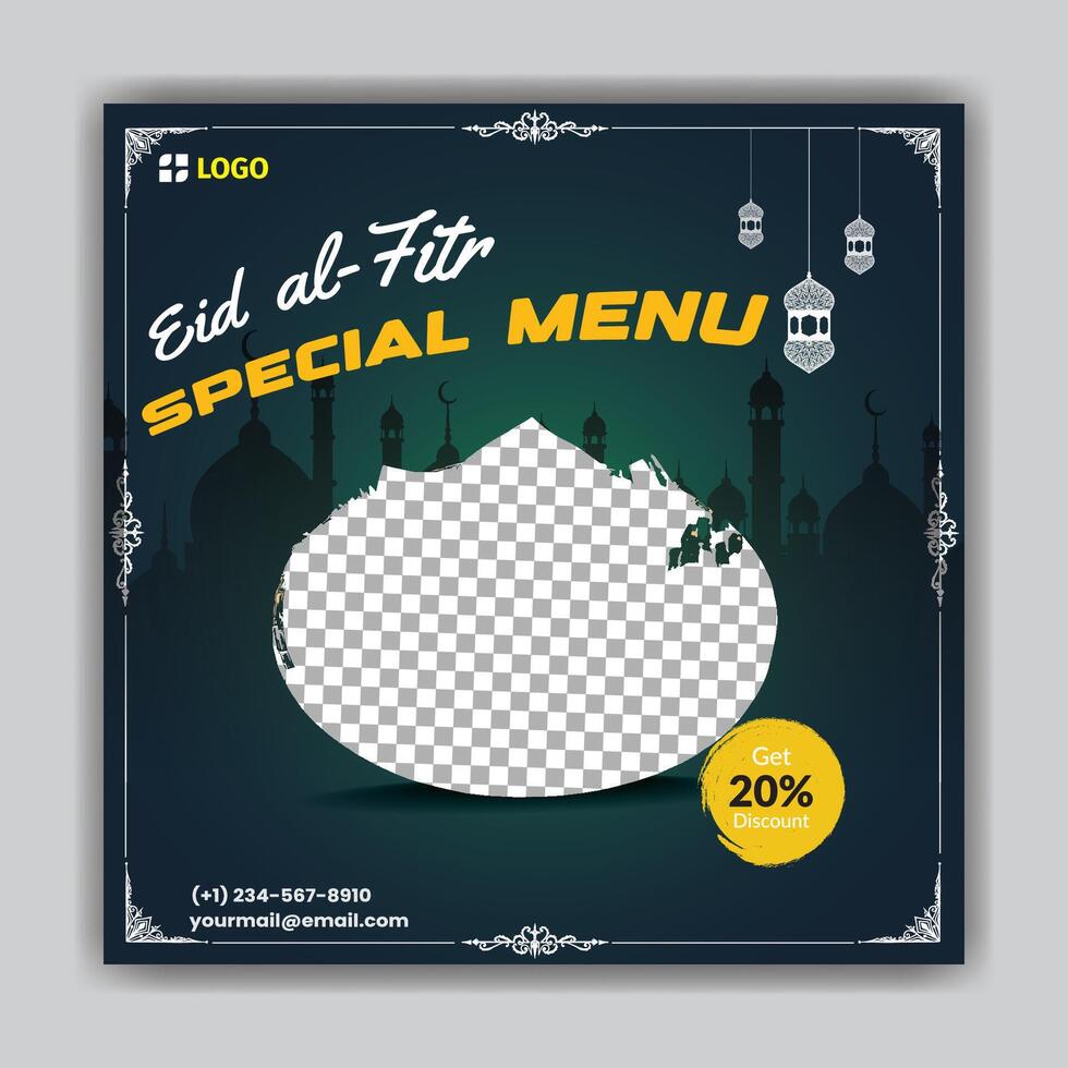 Eid ul Fitr special dinner menu. vector