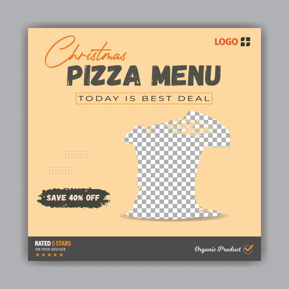 Christmas pizza menu poster. vector