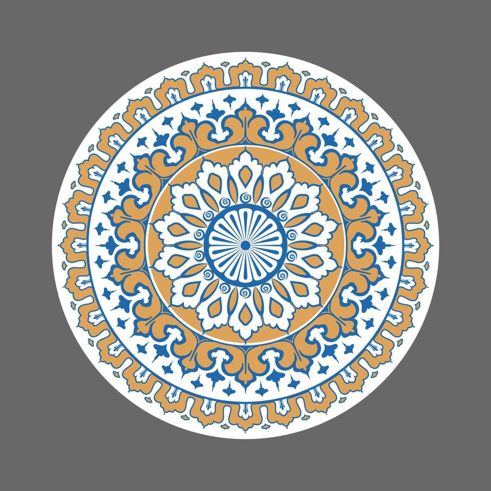 Arabesque patterns in symmetrical circle vector