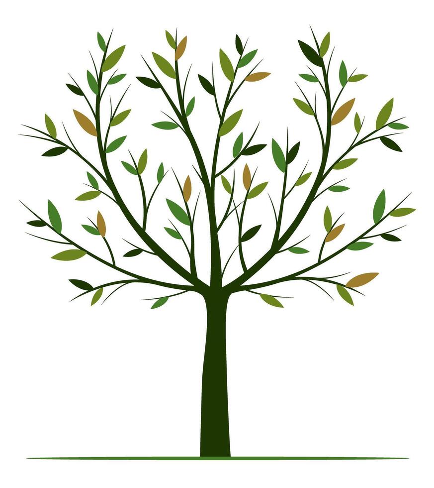 Shape of Tree with Leaves and Roots. vector