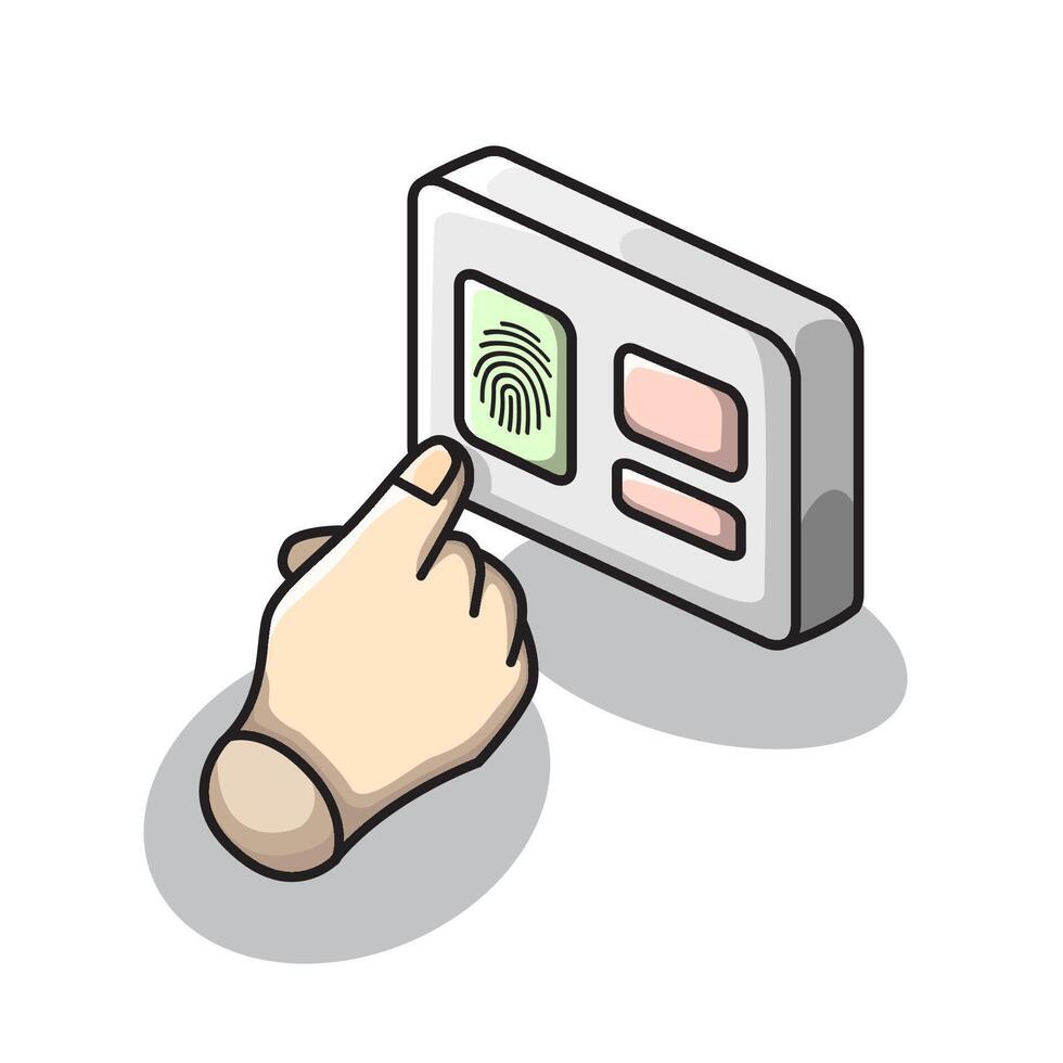 illustration of fingerprint scanning biometric lines representing digital identification and secure vector