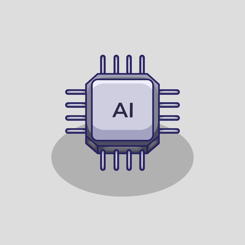 AI Microchip Illustration Futuristic Artificial Intelligence Technology vector