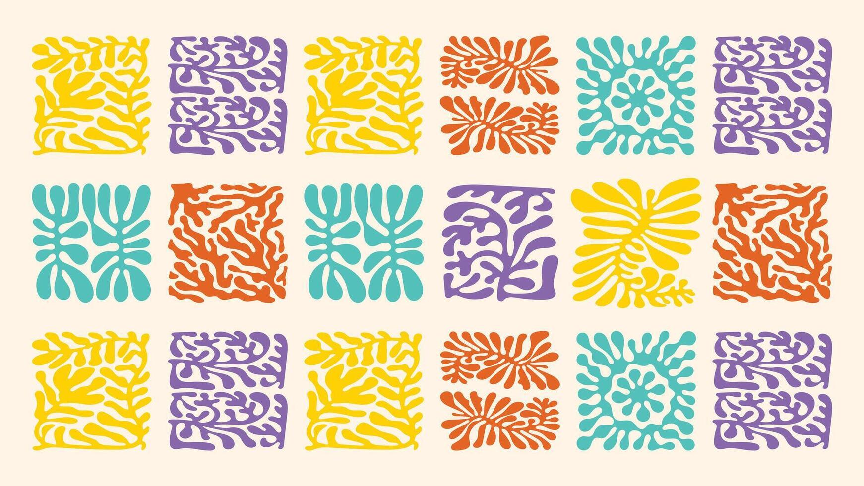 Seamless tropical floral pattern in playful wavy style, beach and summer vibes, hand drawn plants and flowers, modern naive surface design, textile and wallpaper template vector