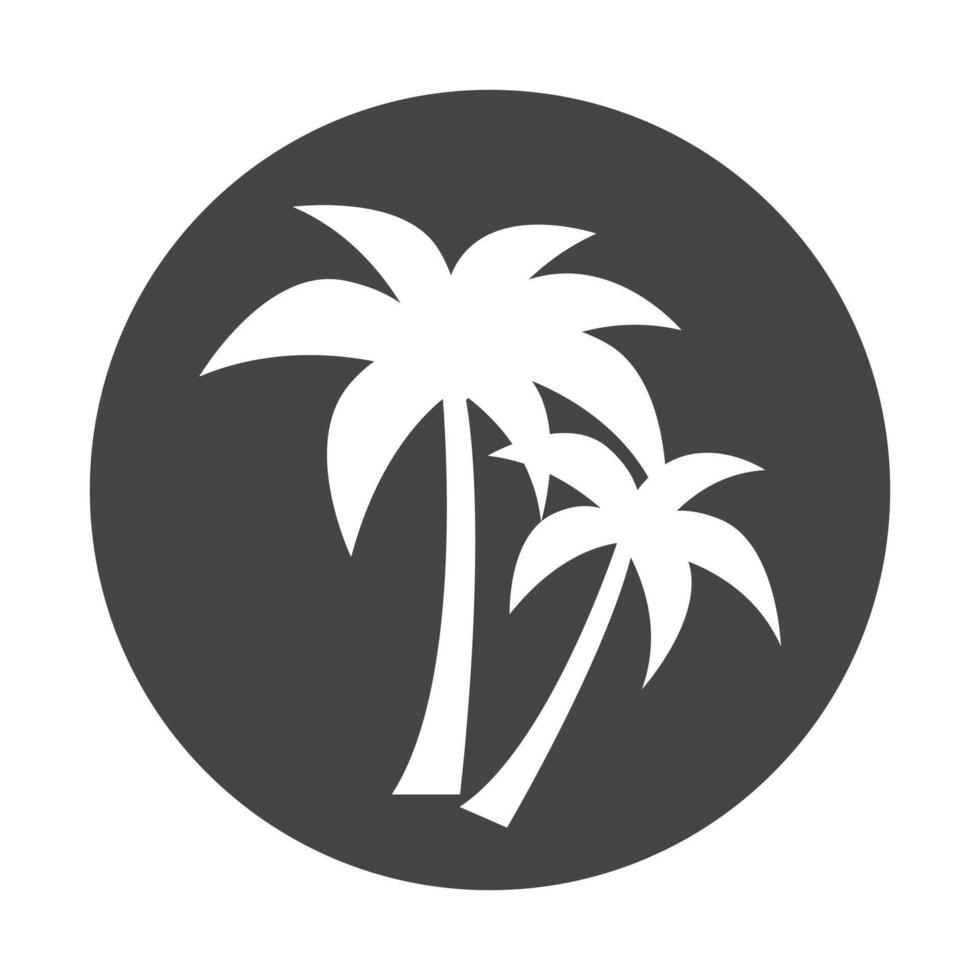 Palms silhouette in black circle. Emblem vector