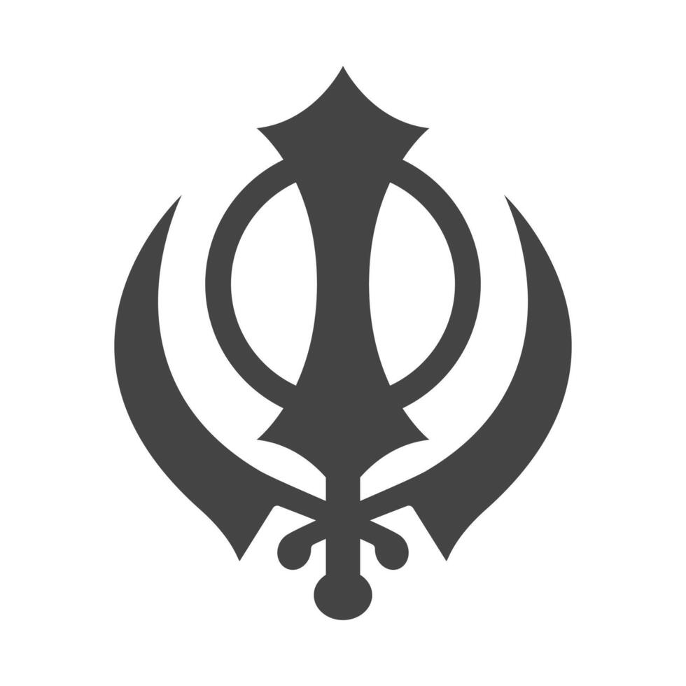 Flag of Sikhism. Khanda Religious Symbol on Orange Background vector
