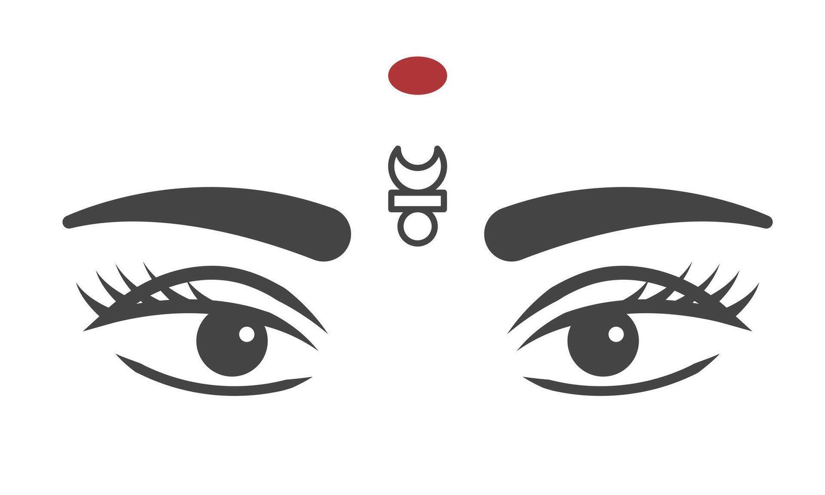 Woman face with bindi. Sacred symbol. Religion sign of truth or third eye vector