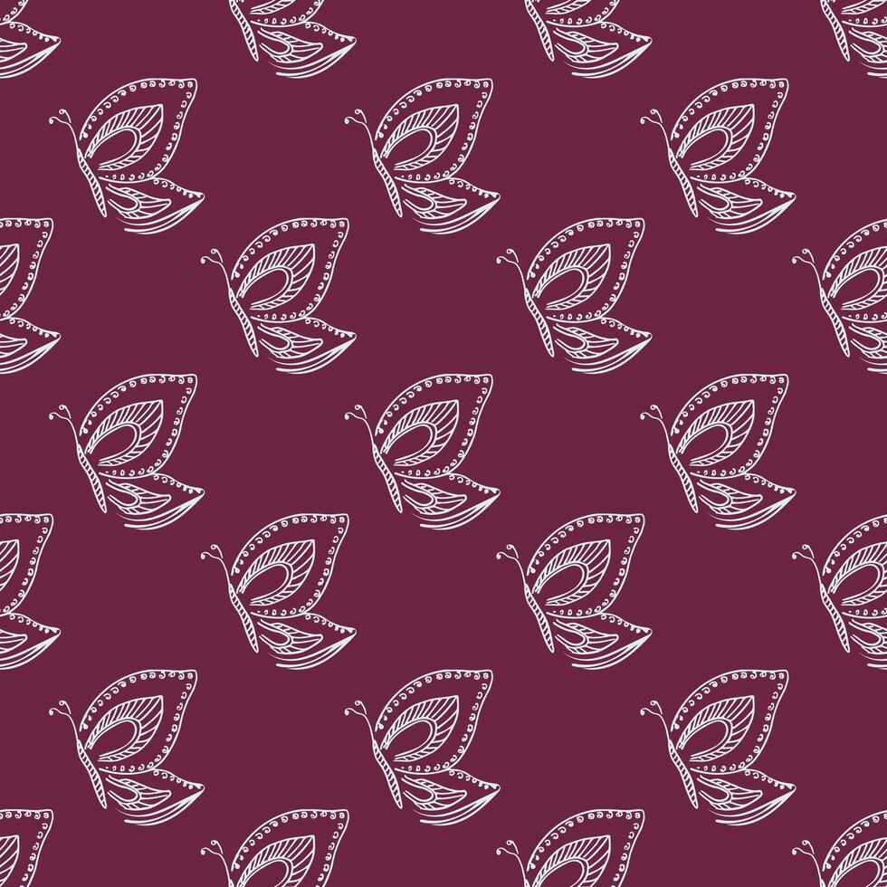 Seamless patternt of butterfly. Insect sketch illustration vector
