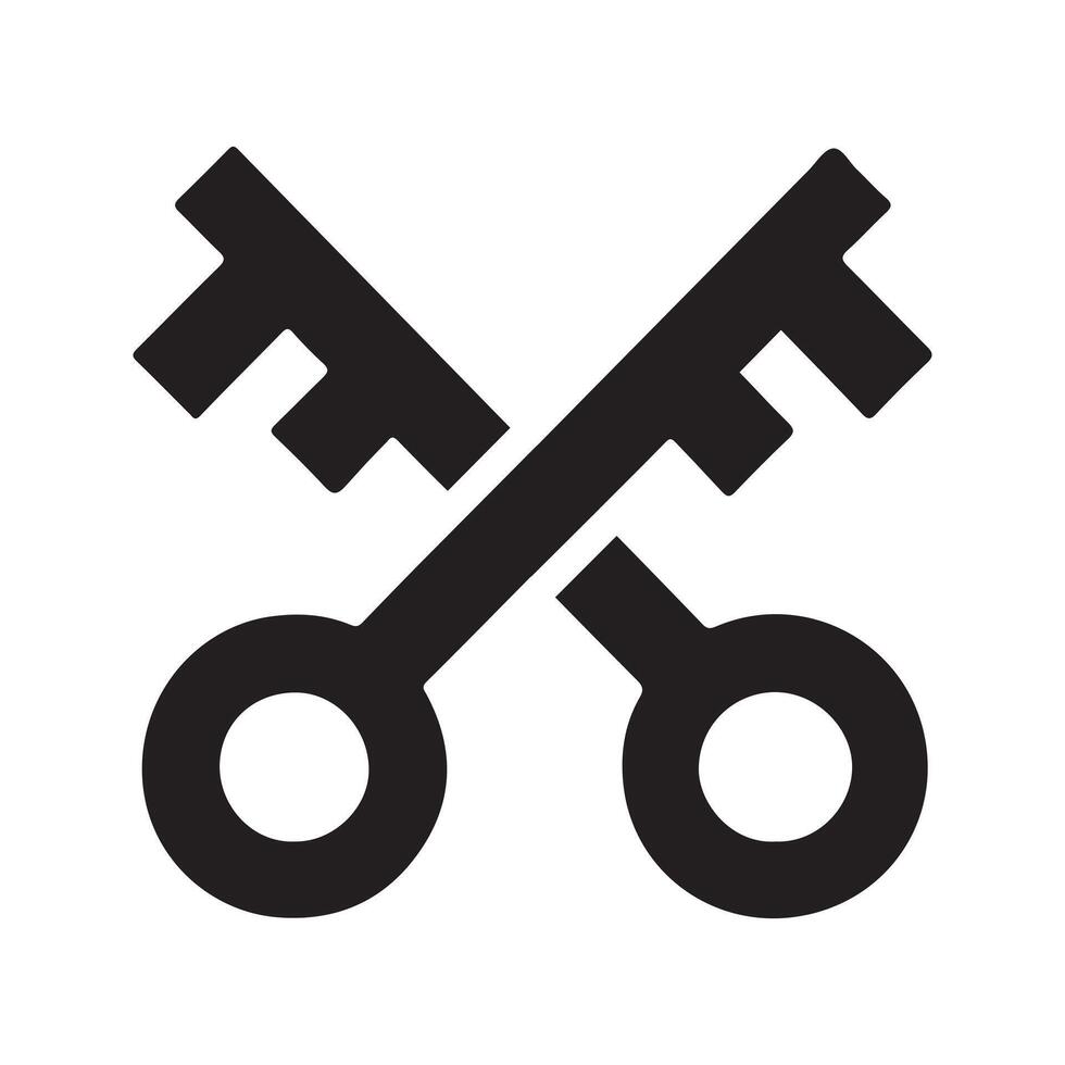 Crossed keys icon in black silhouette vector