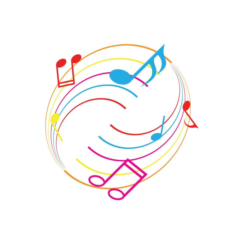 Stylized colorful musical notes vector