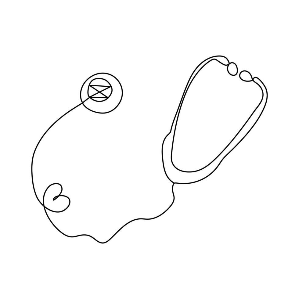 Stethoscope over Red Heart on flat design vector