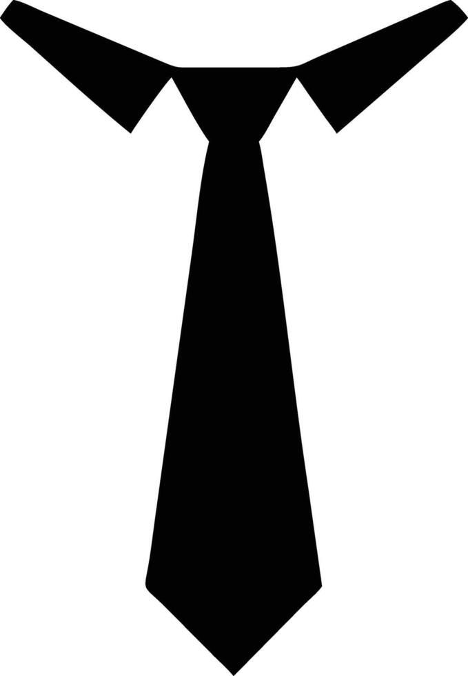 A simple black necktie hangs neatly, displayed with crisp edges and clean lines vector
