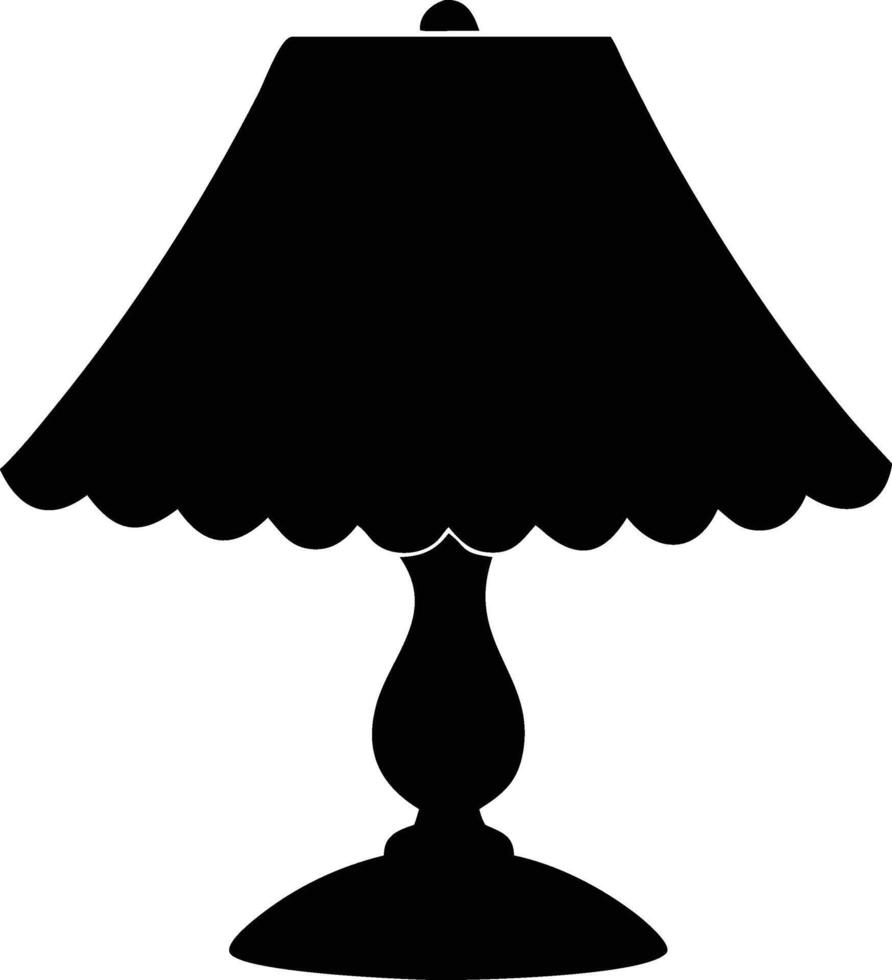 A black silhouette showcases a stylish table lamp on a white background vector