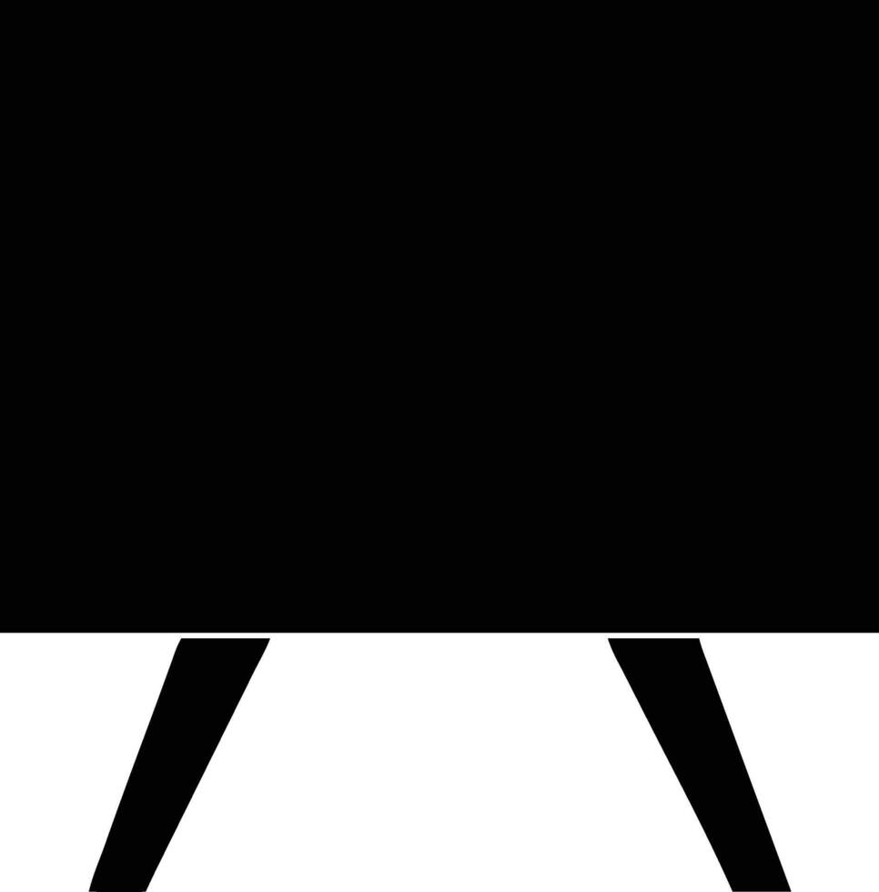 A simple black chalkboard stands ready, supported by a sturdy base structure vector