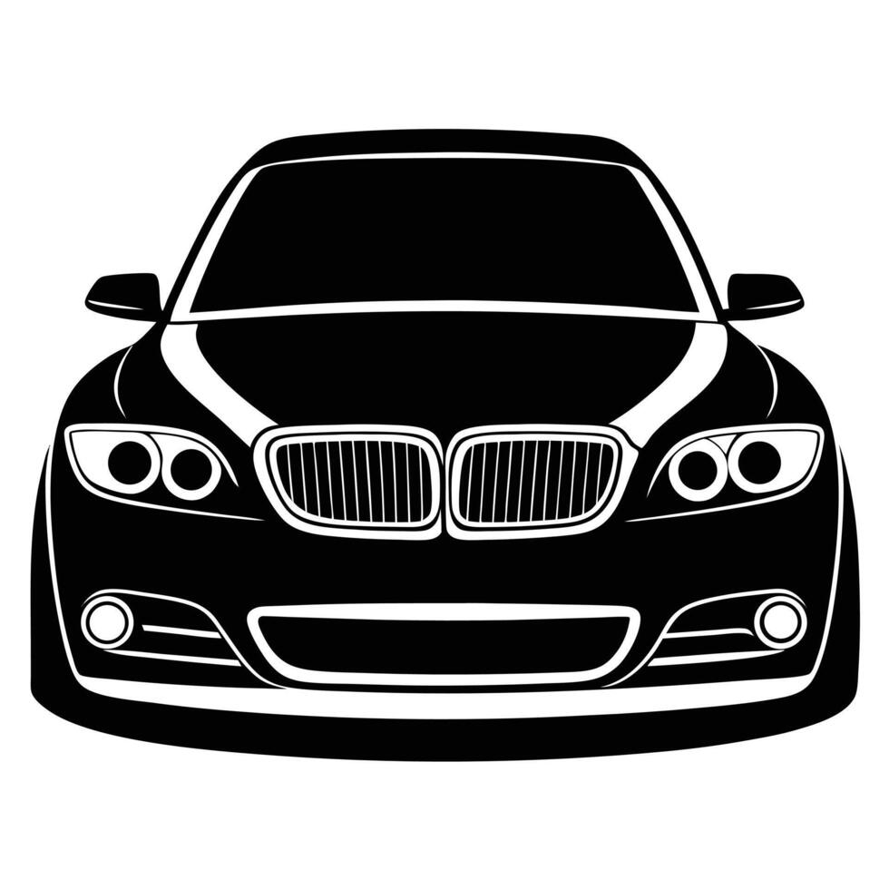 Black sporty car front view shows modern auto styling details vector