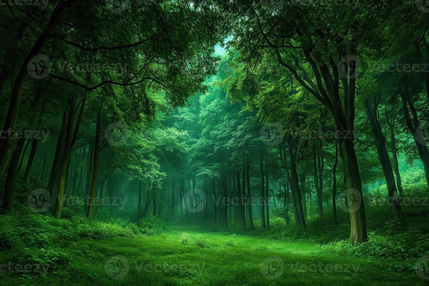 A Pathway Through a Lush Green Forest photo