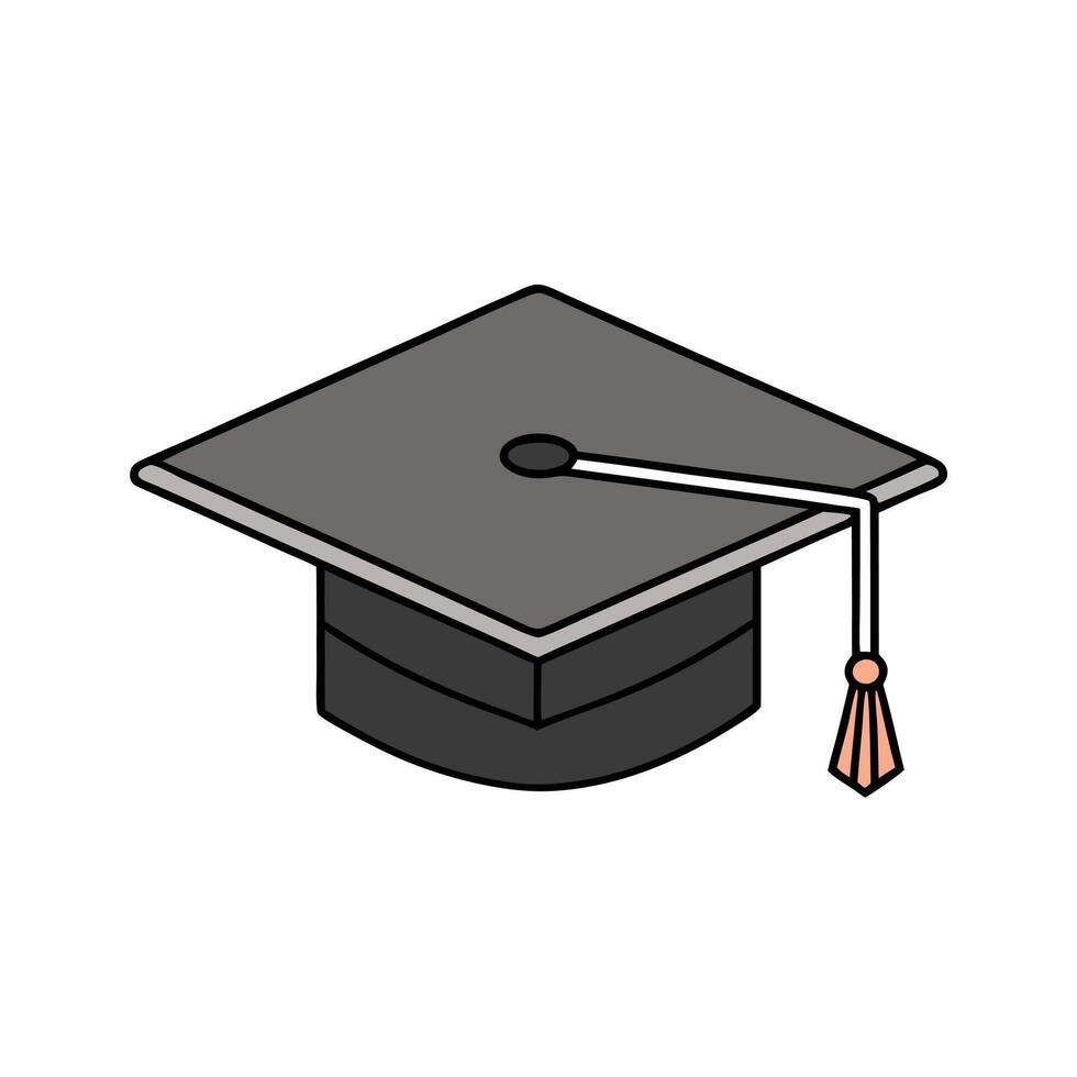 Graduation Cap Flat Icon with Tassel vector