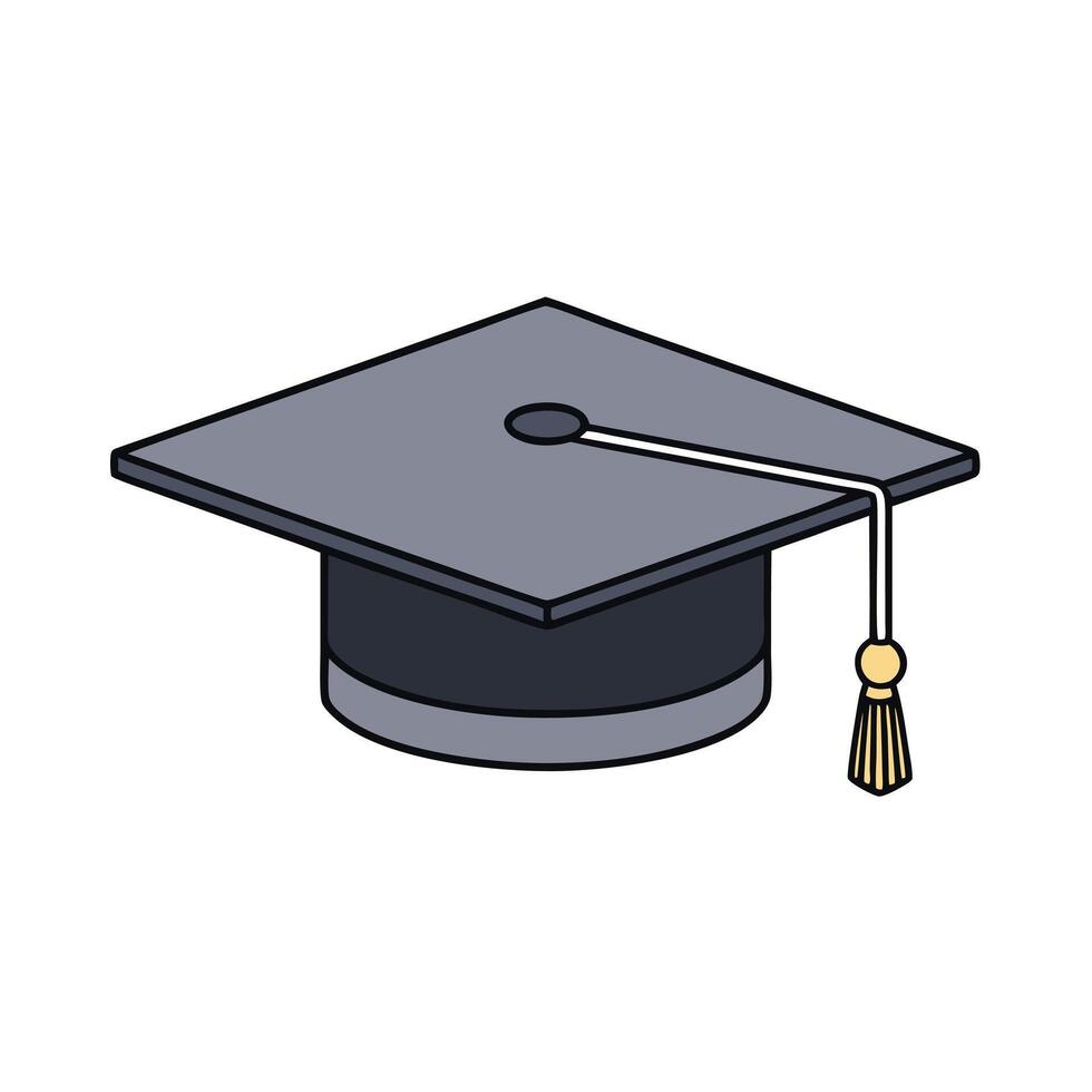 Mortarboard with Gold Tassel, Graduation Cap vector