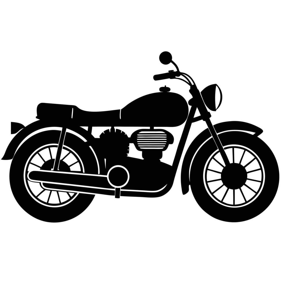 Vintage Motorcycle Silhouette, Transport, Classic Vehicle vector