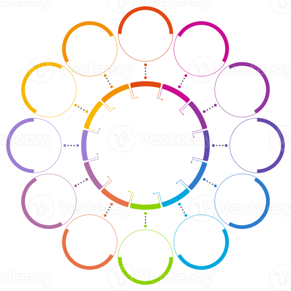 Circle infographic 12 step, process. png