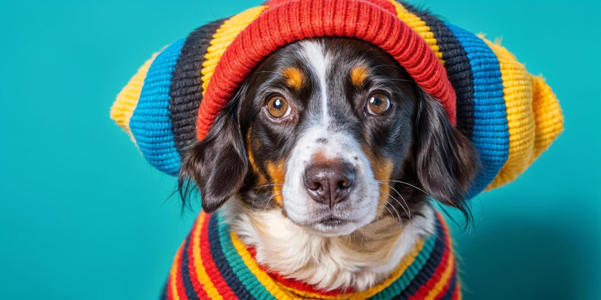 A Cute Dog Sitting Against a Soft Background Full of Curiosity, cute hat photo