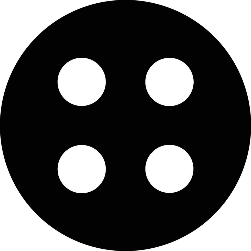 A black button with four white holes is isolated on white background vector
