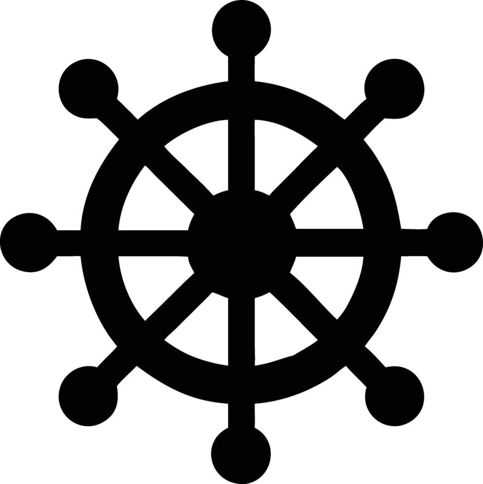 A black ship wheel stands firmly as a symbol of nautical navigation vector